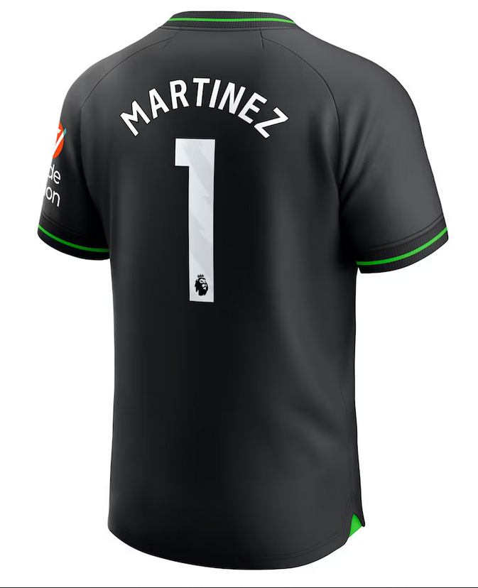 Martinez #1 Aston Villa Home Goalkeeper Black Soccer Jersey 23-24