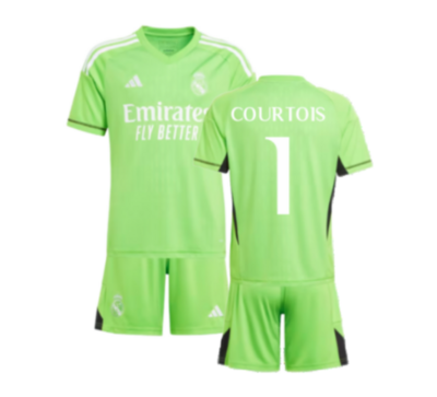 Real Madrid Home Green Goal keeper Jersey Kids Kit 23-24 COURTOIS