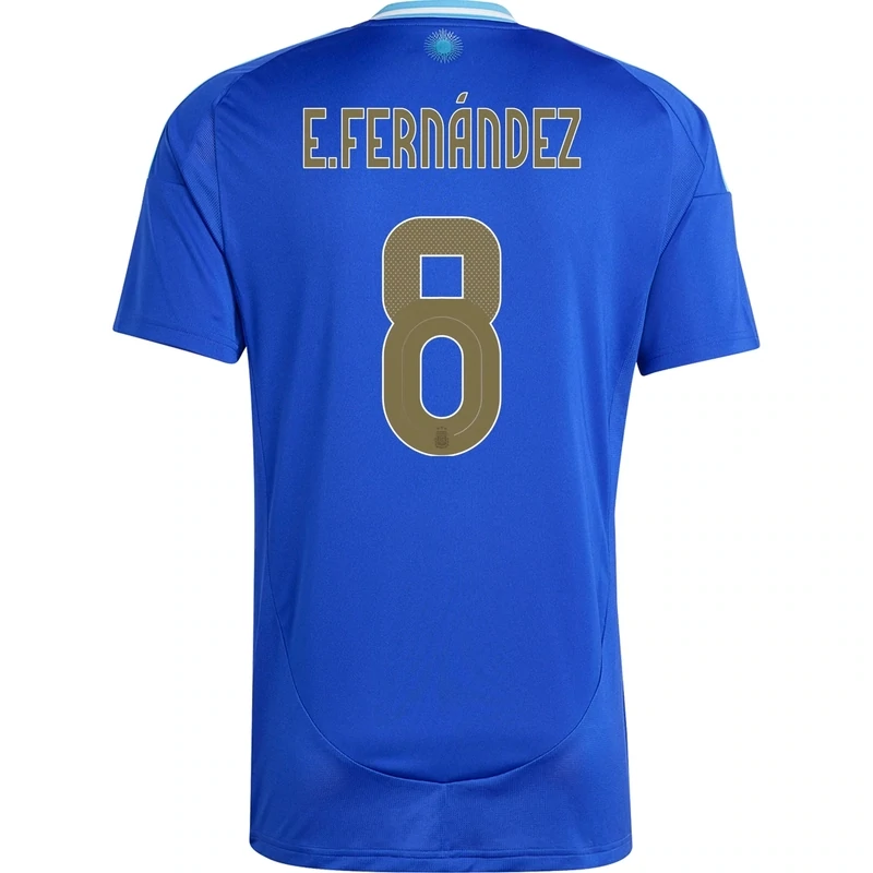 Enzo Fernandez Argentina Copa America 2024 Away Jersey with Champion Badge