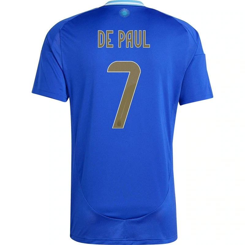 Rodrigo De Paul Argentina Copa America 2024 Away Jersey with Champion Badge