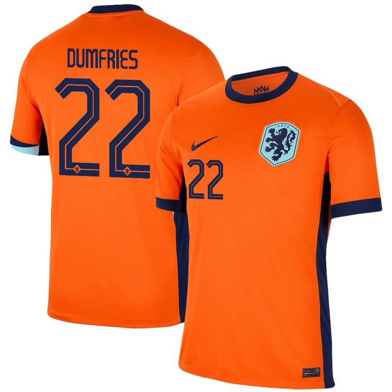 Netherlands Euro Cup Home Soccer Jersey 2024 DUMFRIES #22