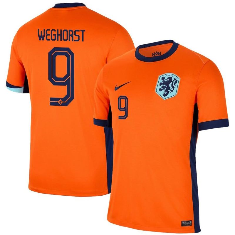 Netherlands Euro Cup Home Soccer Jersey 2024 WEGHORST#9
