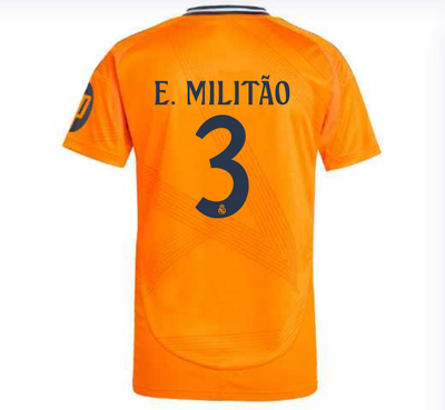 E. MILITAO #3 Real Madrid Away Orange Soccer Jersey 24-25
