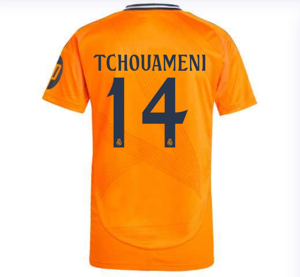 THCOUAMENI #14 Real Madrid Away Orange Soccer Jersey 24-25
