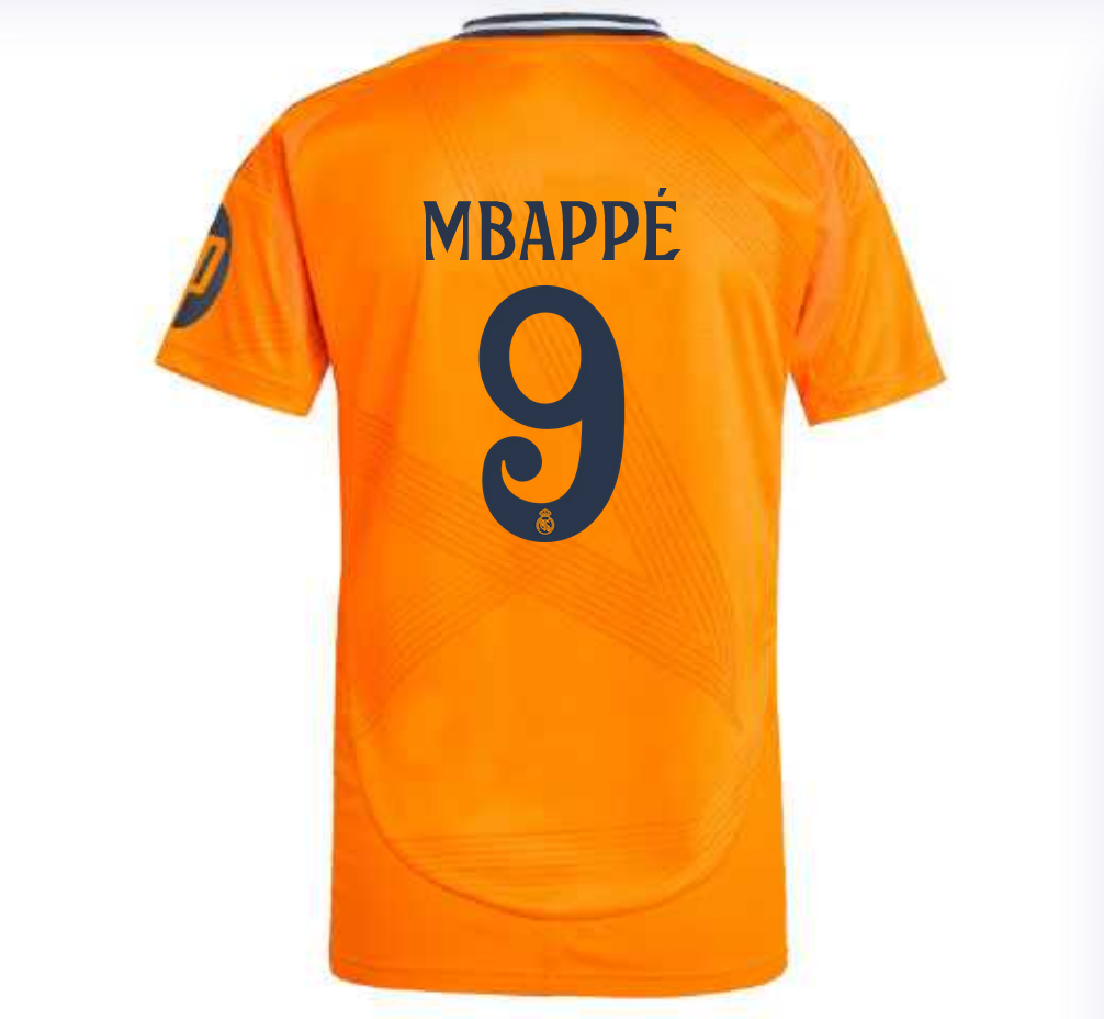MBAPPE #9 Real Madrid Away Orange Soccer Jersey 24-25