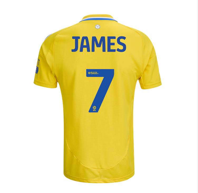 James #7 Leeds United Away Yellow Soccer Jersey 24-25