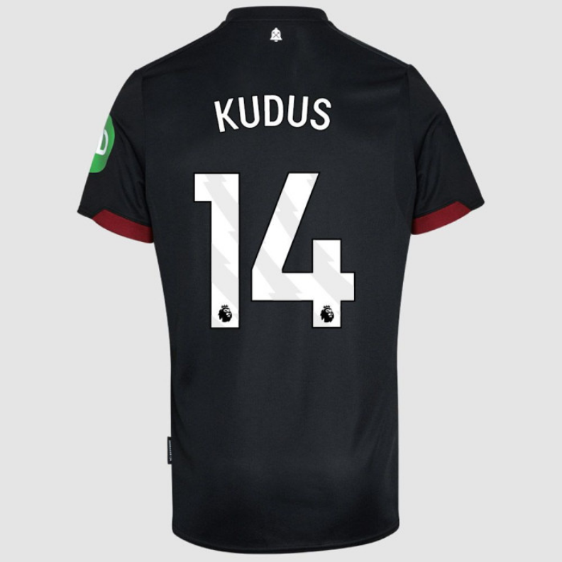 Kudus #14 West Ham United Away Black Soccer Jersey 24-25