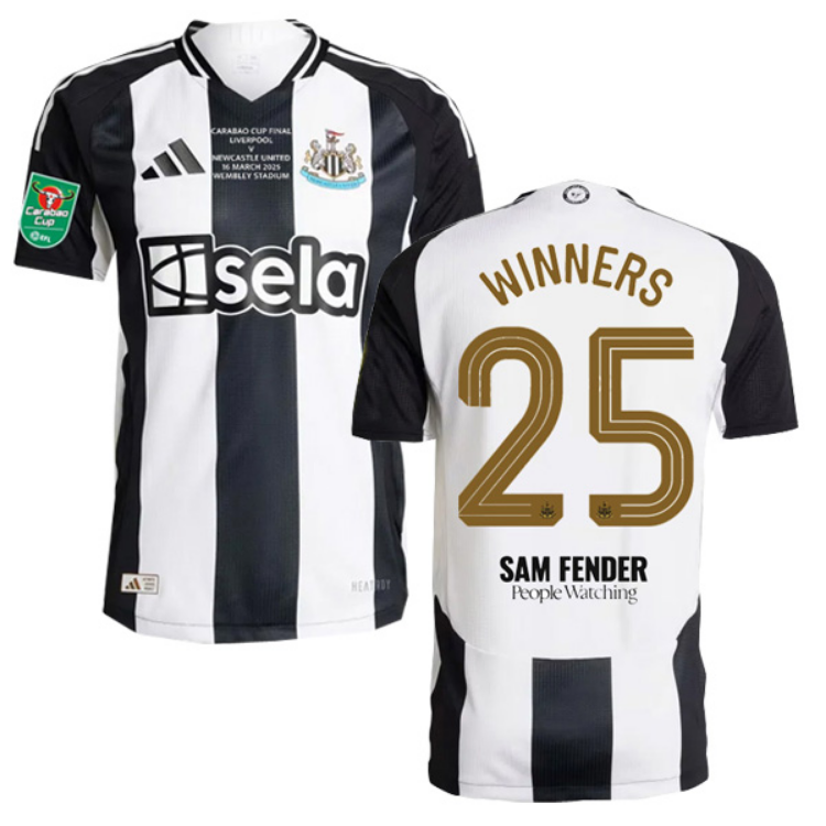 Carabao Cup Final Newcastle United Jersey Golden Font Winner #25 Player Version