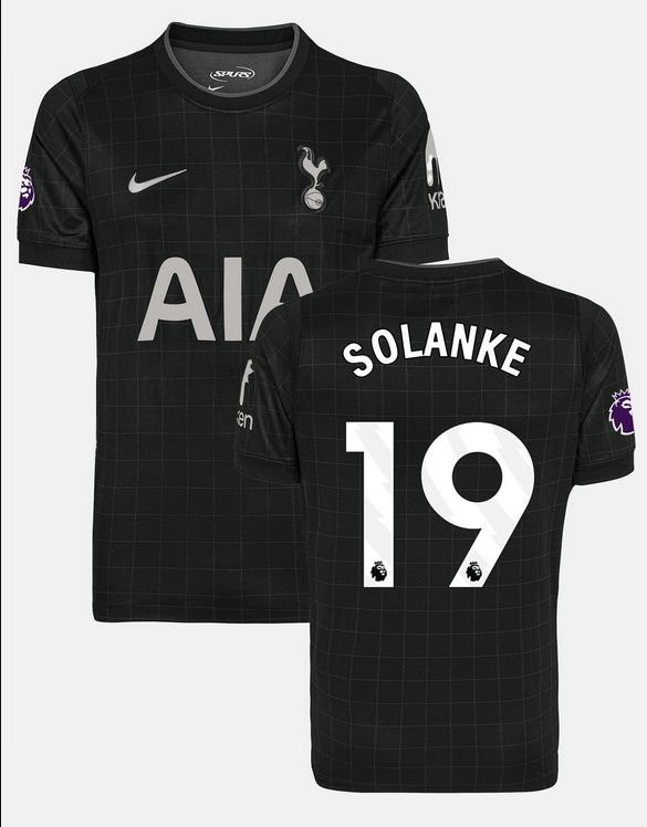 トッテナム・ホットスパー SOLANKE 19番 ユニフォーム Tottenham Hotspur F.C. Away Black Soccer Jersey 25-26 SOLANKE #19