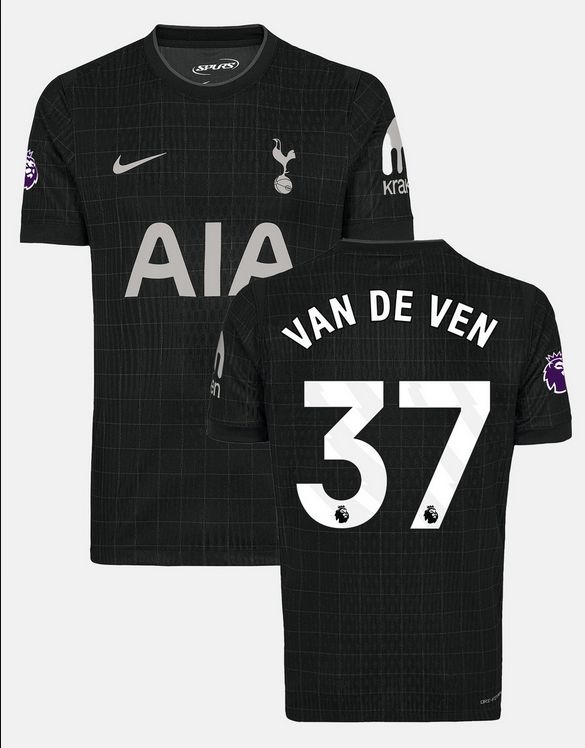 Tottenham Hotspur F.C. Away Black Soccer Jersey 25-26 VAN DE VEN #37