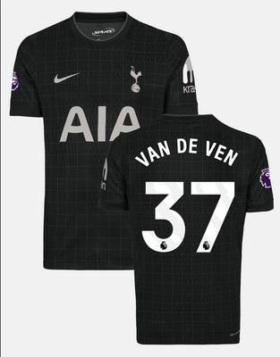 Tottenham Hotspur F.C. Away Black Soccer Jersey 25-26 VAN DE VEN #37