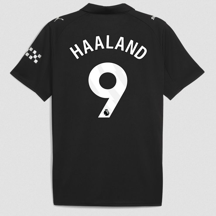 Manchester City Away Black Soccer Jersey 25-26 Haaland #9