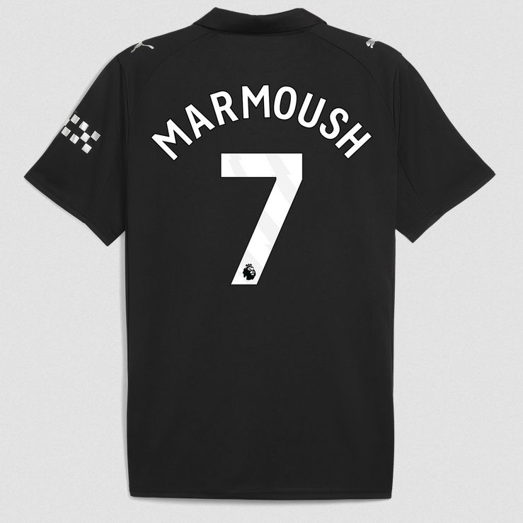 Manchester City Away Black Soccer Jersey 25-26 Marmoush #7
