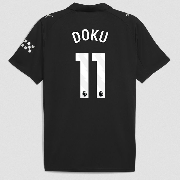 Manchester City Away Black Soccer Jersey 25-26 Doku #11