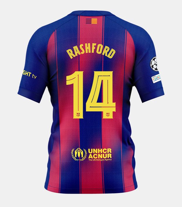 FC Barcelona Rashford 14 ユニフォーム Barcelona Home Soccer Jersey 25-26 Rashford #14