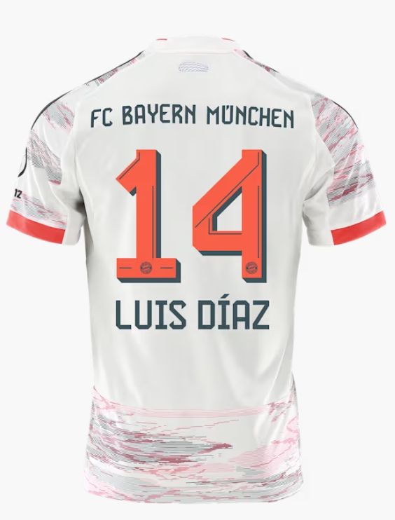 Bayern Munich Away Soccer Jersey 25-26 Luis Diaz #14