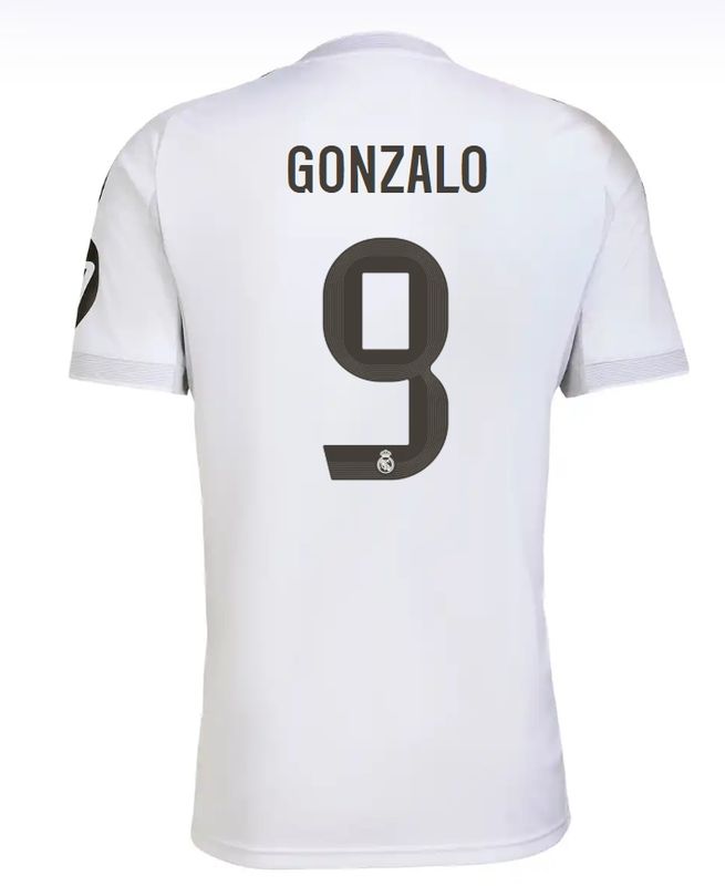 Real Madrid Home White Soccer Jersey 25-26 Gonzalo #9