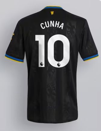 Manchester United Third Black Soccer Jersey 25-26 Cunha #10