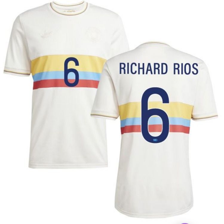 Richard Rios #6 Colombia 100th Anniversary White Soccer Jersey 2024