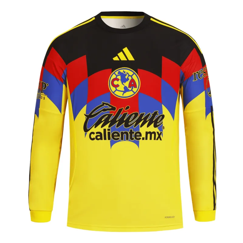 Club America Home Yellow Soccer Long Sleeve Jersey 25-26