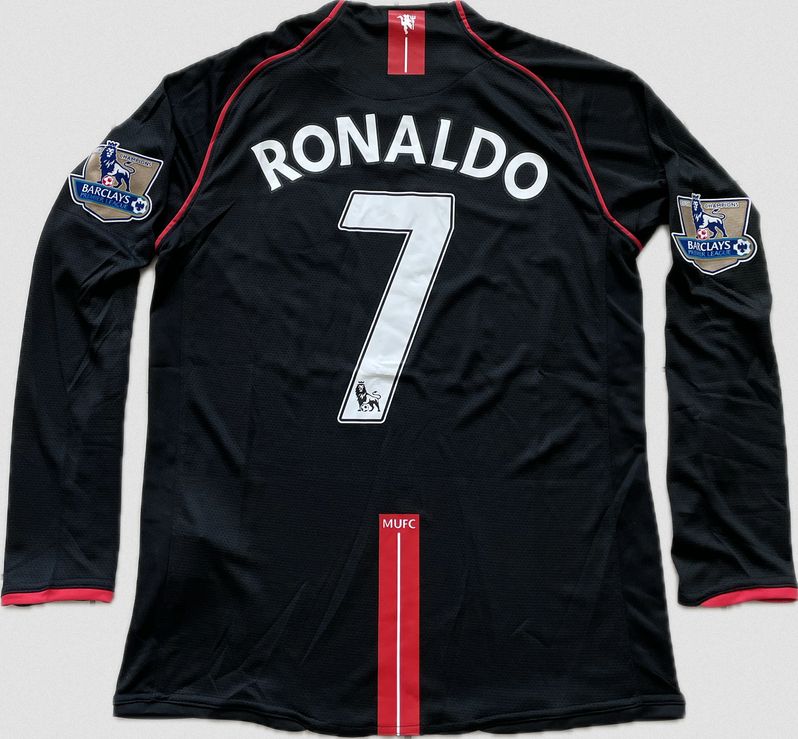 Manchester United 07/08 Away Black Long Sleeve Soccer Jersey Ronaldo #7