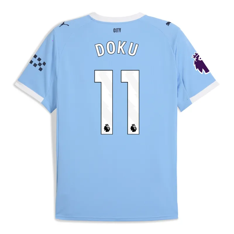 Manchester City Home Soccer Jersey 25-26 DOKU #11
