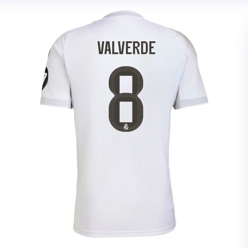 Real Madrid Home White Soccer Jersey 25-26 VALVERDE #8