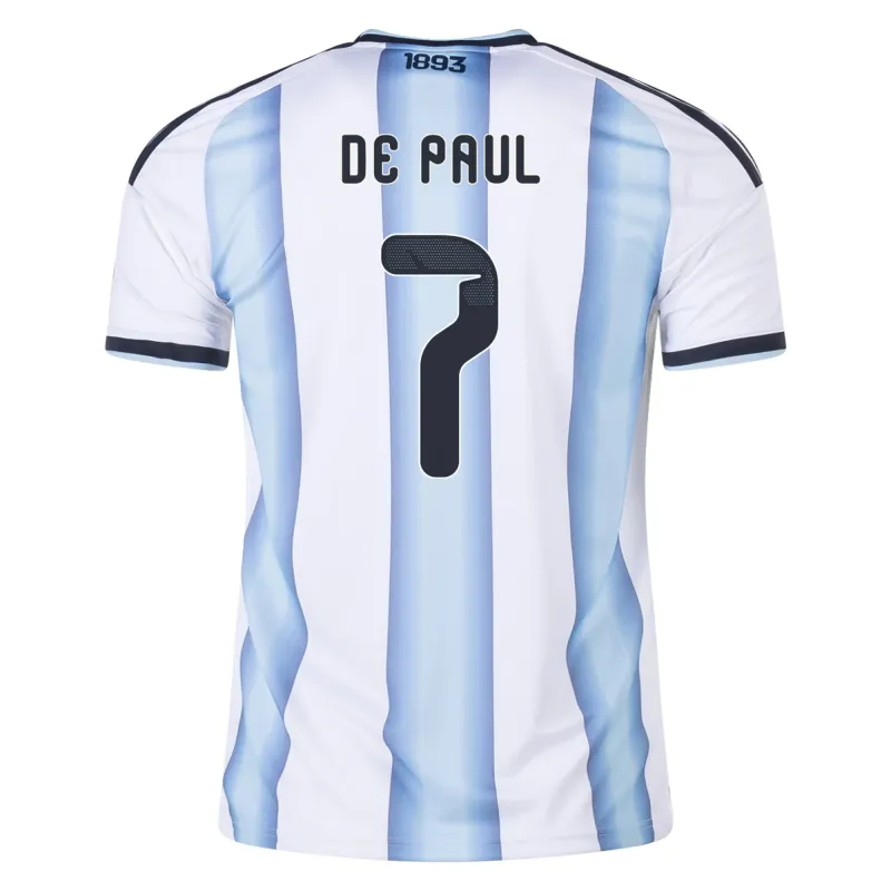 Argentina 2026 World Cup Home Soccer Jersey De Paul #7