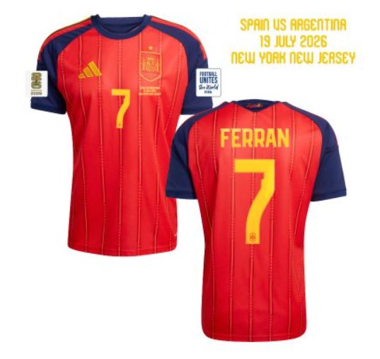 Spain World Cup Final Jersey 2026 Ferran #7