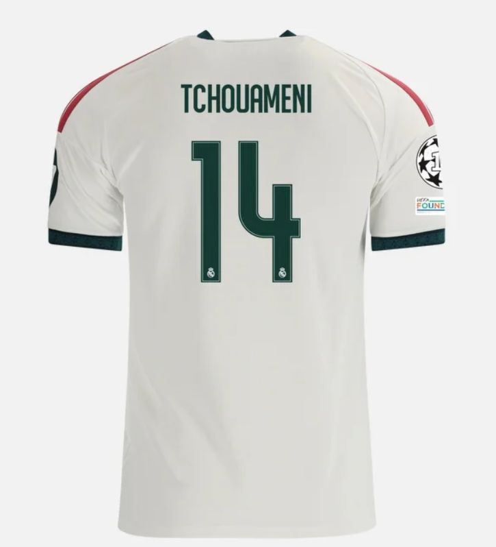 Real Madrid Home White Soccer Jersey 26-27 Tchouameni #14