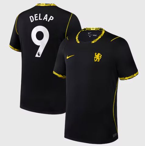 Chelsea Away Black Soccer Jersey 26-27 Delap #9