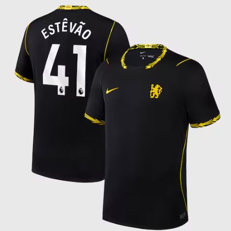 Chelsea Away Black Soccer Jersey 26-27 Estevao #41