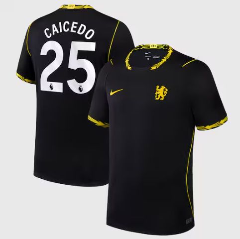 Chelsea Away Black Soccer Jersey 26-27 Caicedo #25