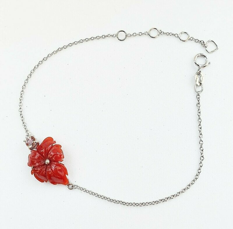 Bracciale con Fiore di corallo e Tormalina rosa