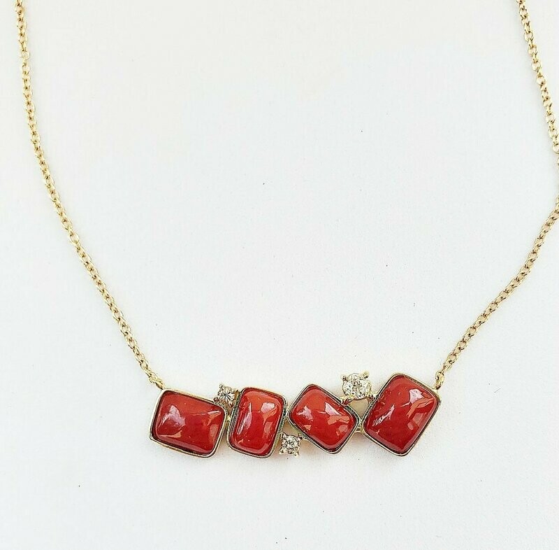 Collier con Corallo e Diamanti