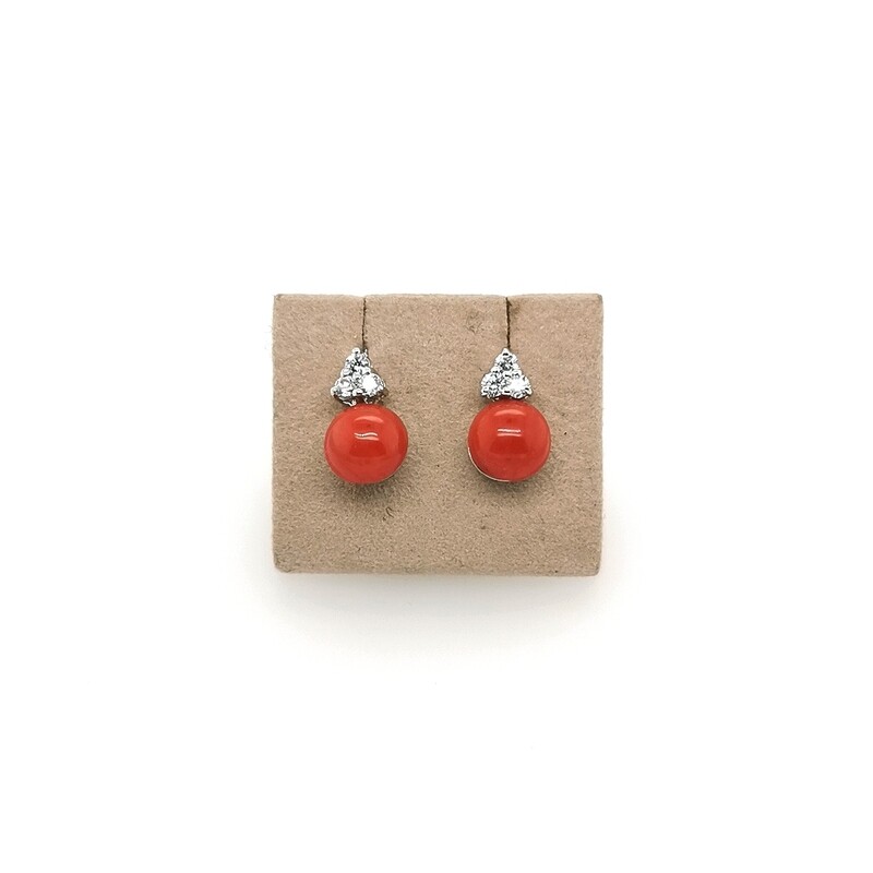 Orecchini Bottoni corallo 8mm