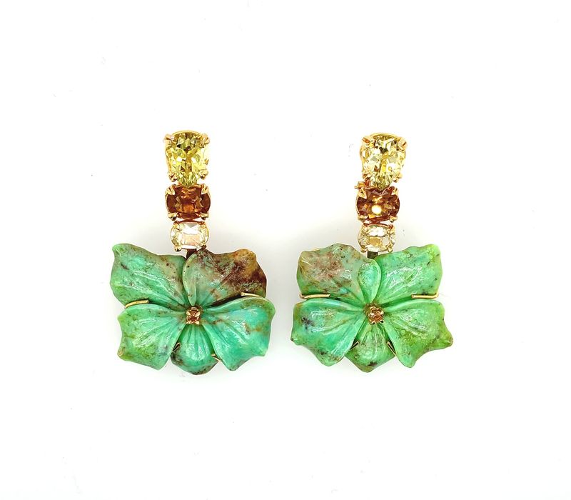 Fiori in turchese verde citrini lime e Smoky quartz