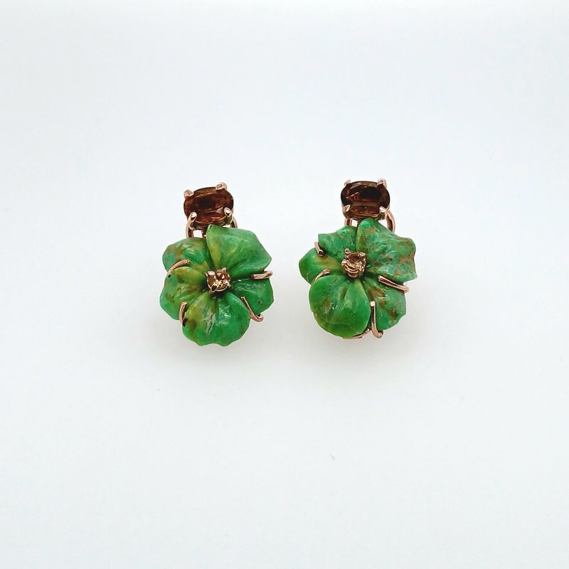 Fiori in turchese verde citrini e smoky quartz