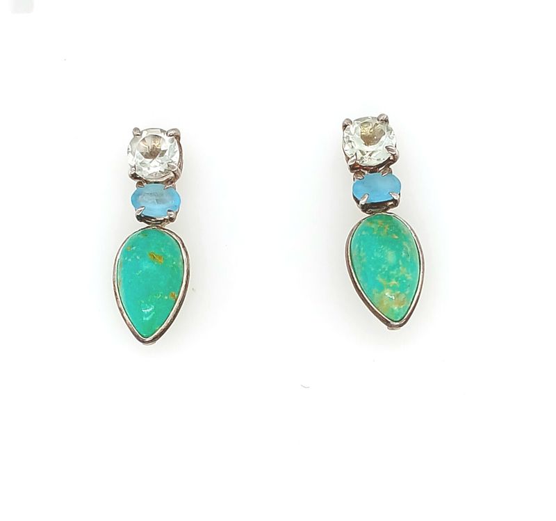 Gocce in turchese verde apatite e prasiolite