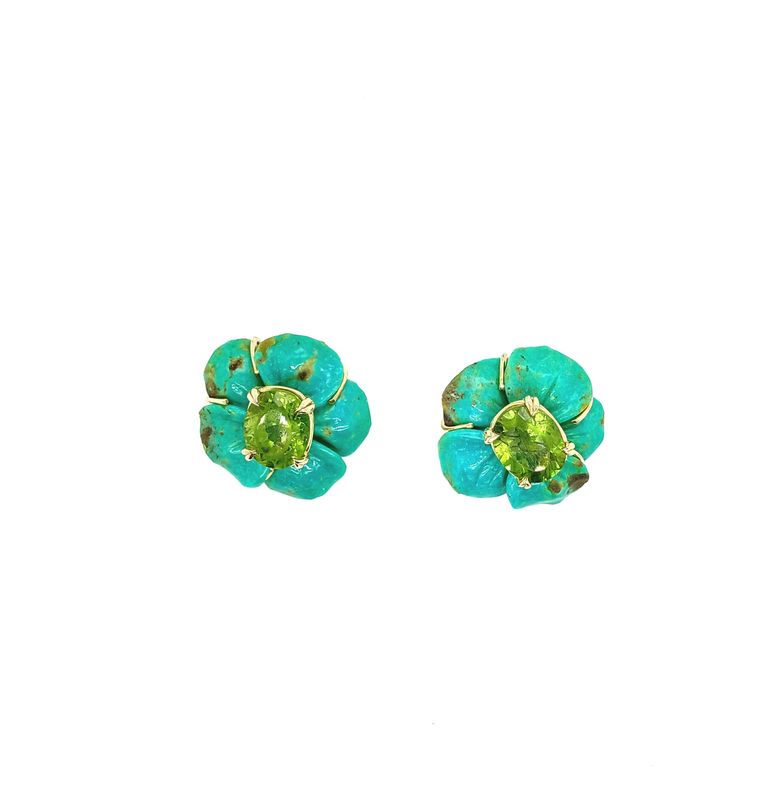 Fiori turchese verde e peridoti