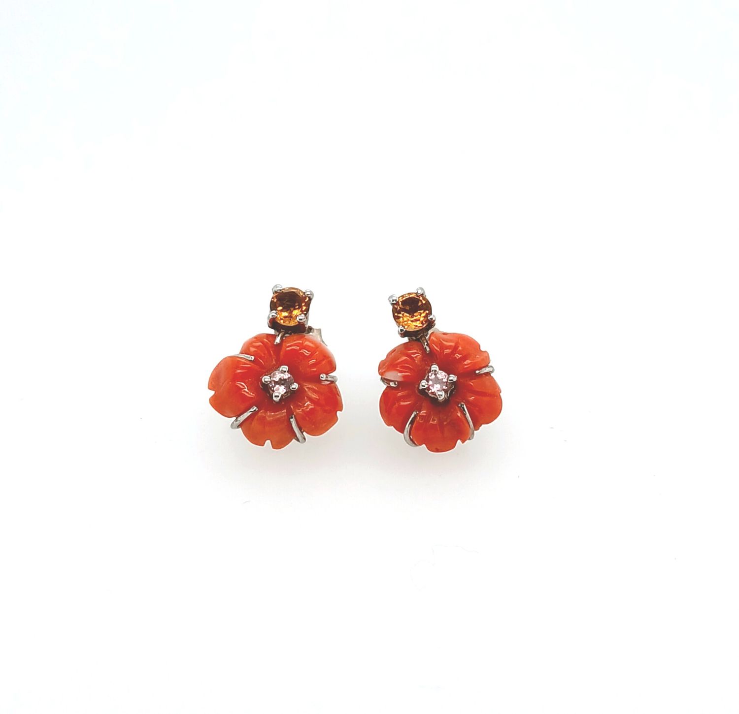 Orecchini fiori corallo sposa pietra