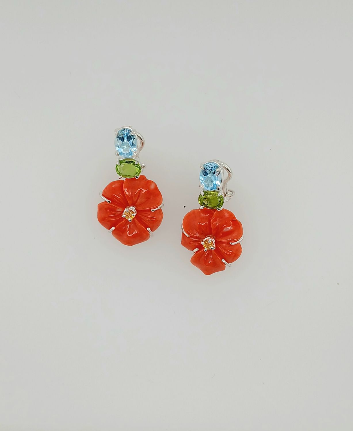 Fiori di corallo con Topazi, Peridoti e Citrini