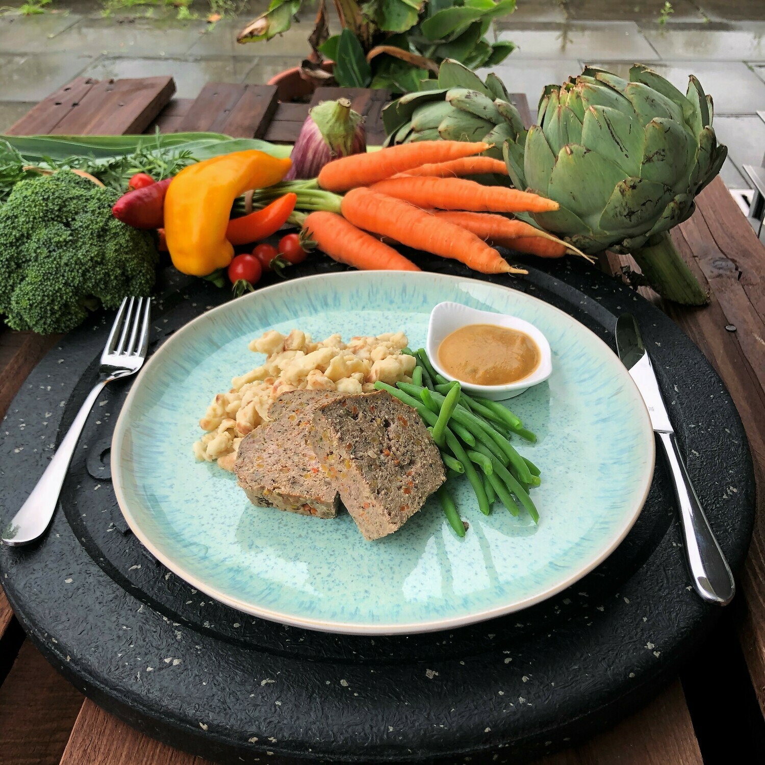 Hausgemachter Hackbraten Dinkelknöpfli Hausgemachter Hackbraten Dinkelknöpfli