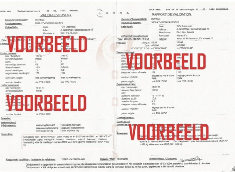 Goca attesten voor de merken Bilstein / H&R / Eibach
