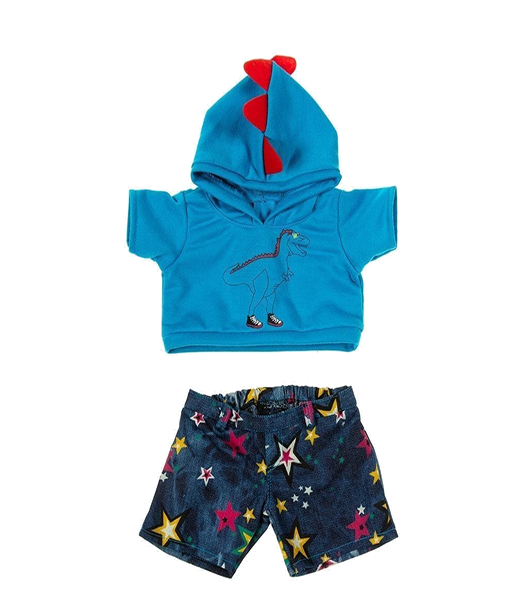 Dino Hoodie & Star Jean Shorts Outfit - 16 inches Dino Hoodie & Star Jean Shorts Outfit - 16 inches