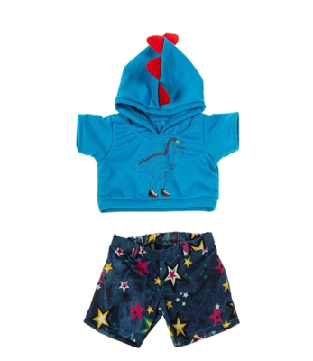 Dino Hoodie & Star Jean Shorts Outfit - 16 inches Dino Hoodie & Star Jean Shorts Outfit - 16 inches