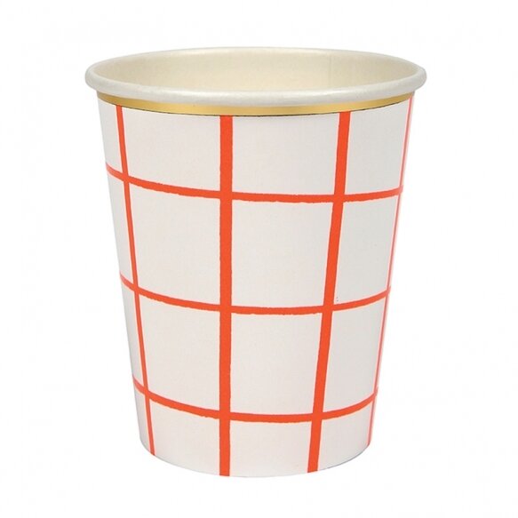 8 Neon Coral Grid Cups