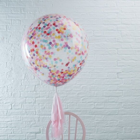 3 Large Multicolor Confetti Filled BALLOONS