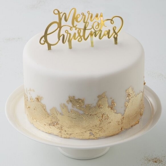 GOLD MERRY CHRISTMAS CAKE TOPPER