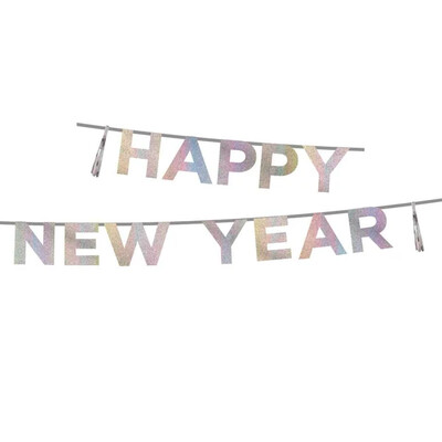 Glitter Iridescent 'Happy New Year' Banner